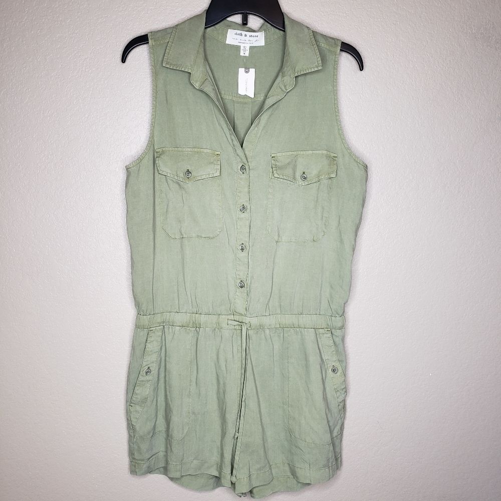 COPY - Anthropologie NWT Cloth and Stone Olive Green Utility Romper Medium